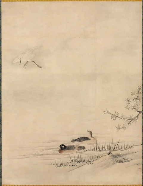 Kanō Motonobu, Flowers and Birds in a Spring Landscape