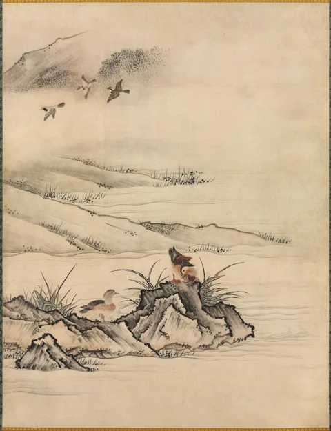 Kanō Motonobu, Flowers and Birds in a Spring Landscape