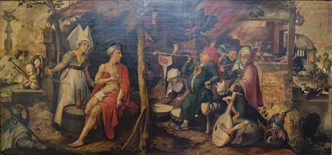 Jan Mandijn, Job, visited on the dunghill by demons, is being berated by his wife