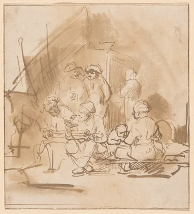 Barent Fabritius, Satyr Among the Peasants