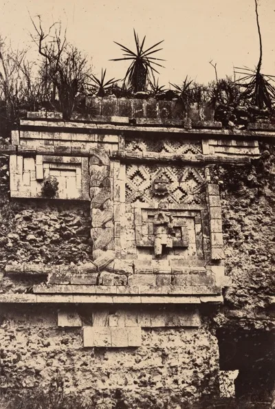 Désiré Charnay, Uxmal, Indian Bas Relief, Nun's Palace  (Uxmal, Bas Relief de l'Indien, Palais des Nonnes), plate 44 from the album "Cités et Ruines Américaines, Gide Paris" (1863)