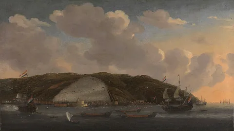 Reinier Nooms, View of Algiers with de Ruyter's ship 'De Liefde', 1662