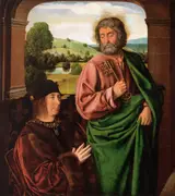 Jean Hey, Pierre II, Sire of Beaujeu, Duke of Bourbon, Presented by Saint Peter