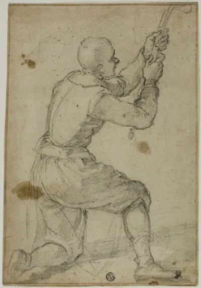 Bernardino Poccetti, Man on Bended Knee, Pulling on Rope