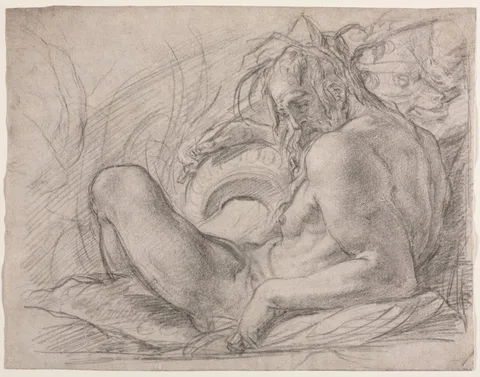 Bernardino Poccetti, The River God Tiber (Study for a fresco, Miracle of the Snow, or the Foundation of Santa Maria Maggiore, Rome in the Canigiani chapel of S. Felicita, Florence)