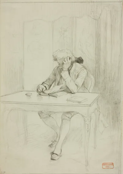 Charles Bargue, Man in Eighteenth-Century Dress, Seated at Table and Reading