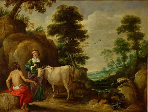 David Teniers the Elder, Io, transformed into a cow, is handed to Juno by Jupiter