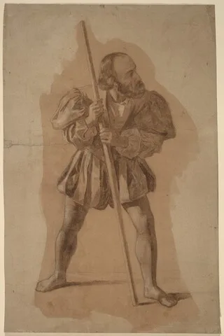 John Vanderlyn, Figure Costume Study for Columbus Mural, Washington, D.C.
