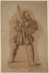 John Vanderlyn, Figure Costume Study for Columbus Mural, Washington, D.C.