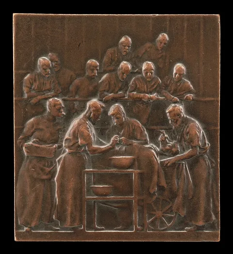 Alexandre Charpentier, Monod Demonstrating a Procedure in the Operating Theatre [reverse]