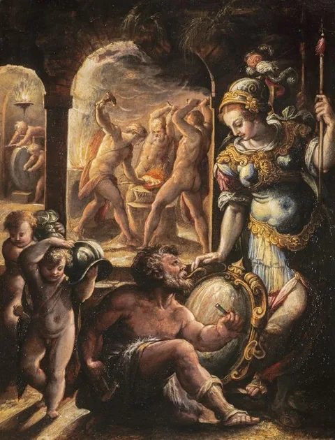 Jacopo Zucchi, Minerva at the Forge of Vulcan