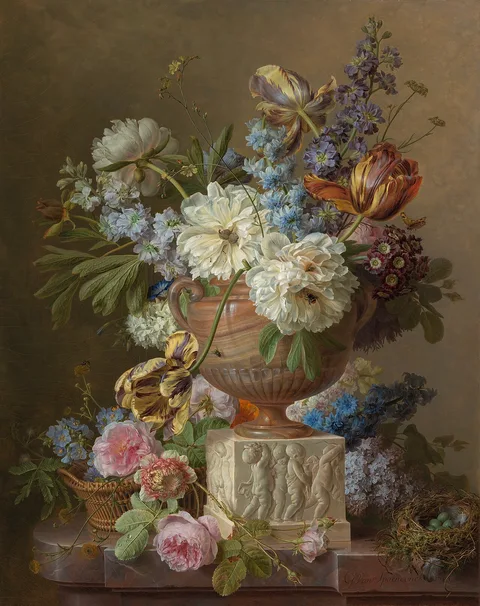 Gerard van Spaendonck, Flower Still-life with an Alabaster Vase