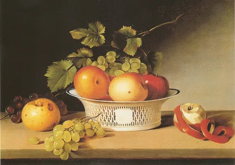 James Peale, Apples and grapes in a pierced bowl
