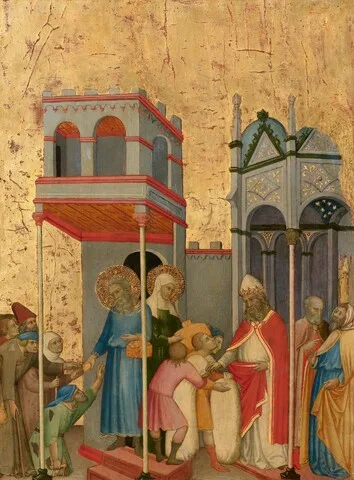 Andrea di Bartolo, Joachim and Anna Giving Food to the Poor and Offerings to the Temple