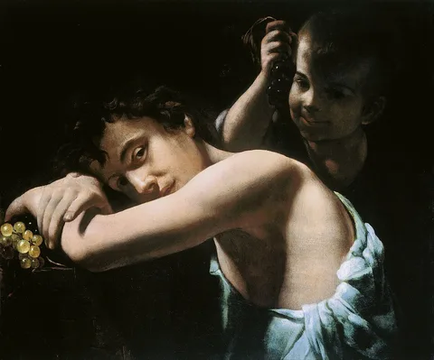 Battistello Caracciolo, Two youths with grapes