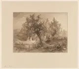Maria Vos, Landschap met hengelaar onder wilgen