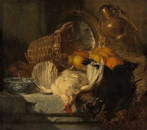 Maria Vos, Still Life with Fruit and Dead Poultry