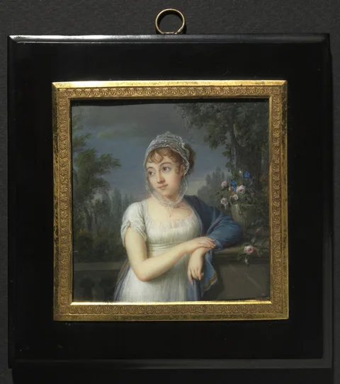 Jean-Baptiste Jacques Augustin, Portrait of a Woman Near a Balustrade