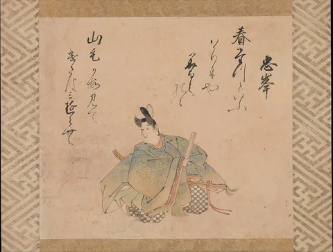 Iwasa Matabē, The Poet Mibu no Tadamine, from a set of album leaves illustrating The Thirty-six Poetic Immortals