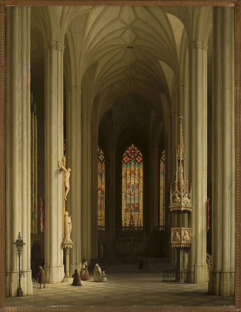 Max Emanuel Ainmiller, Interior of a Gothic church.