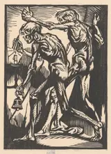 Johannes Josephus Aarts, Twee naakte mannenfiguren met bel en kaarsendover