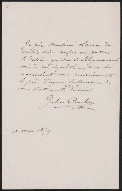 Pierre-Jules Cavelier, Brief aan Ary Johannes Lamme