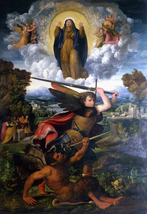 Battista Dossi, Virgin of the Assumption and St. Michael the Archangel