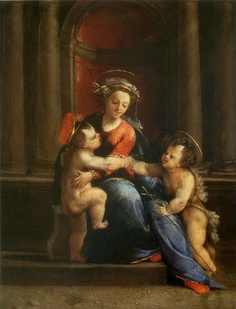 Battista Dossi, Madonna and Child with St. John