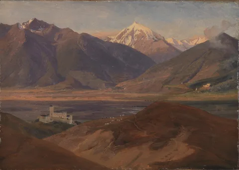 Jørgen Sonne, Mountain Landscape in Venosta with the Castle Coira and the Mountain Ortles