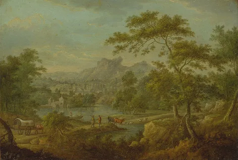 Thomas Smith, An Imaginary Landscape with a Wagon and a Distant View of a Town