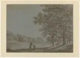 Joris van der Haagen, Wandelaars op een weg langs hoge bomen