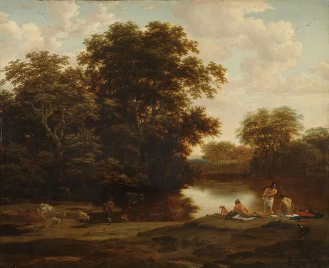 Joris van der Haagen, Landscape with bathers