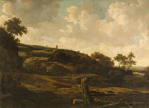 Joris van der Haagen, Mountainous landscape, possibly the St Pietersberg, with Lichtenberg castle, near Maastricht
