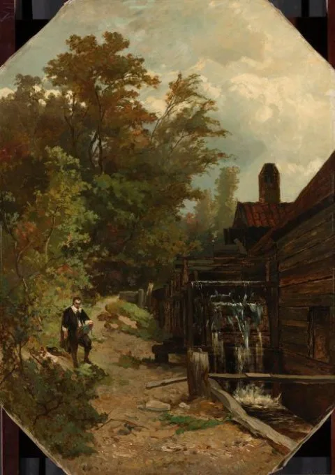 Gerard Bilders, Jacob van Ruisdael Sketching a Watermill