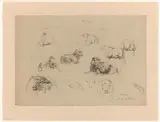 Gerard Bilders, Schetsblad met studies van schapen en een koeienkop