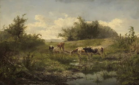 Gerard Bilders, Cows at water's edge