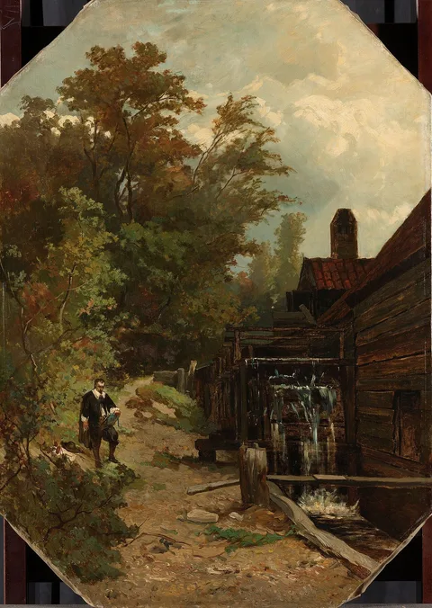 Gerard Bilders, Jacob van Ruisdael Sketching a Watermill