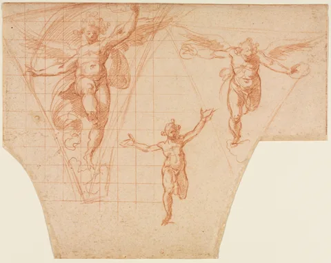 Cristoforo Roncalli, Three Studies of  Angels for a Pendentive (recto)