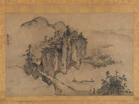 Sesson Shukei, Landscape with Rocky Precipice