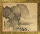 Tani Bunchō, A House on a Cliff with Mountains in the Background