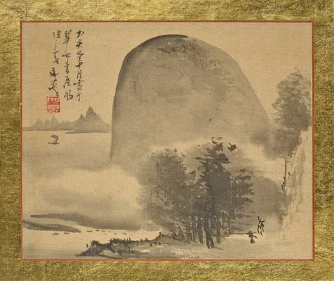 Tani Bunchō, A Small Grove of Trees before a Rounded Hill at the Shore