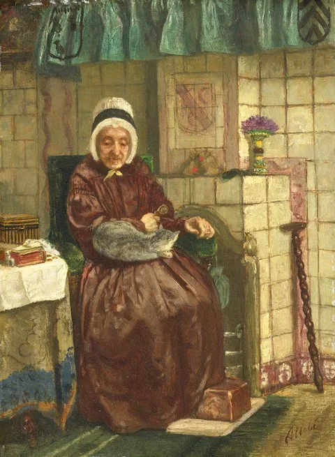 August Allebé, Old Woman by the Fireplace
