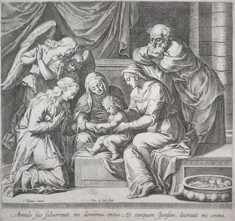 Pieter de Jode I, Mystic Marriage of St. Katherine, after Titian