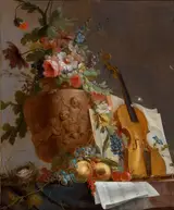 Jean-Jacques Bachelier, Still life with flowers and a violin