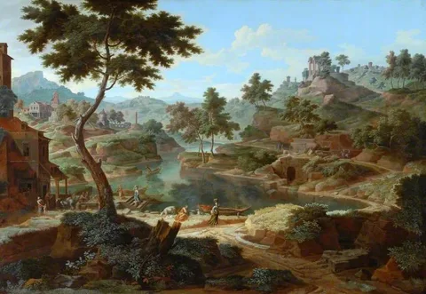 Étienne Allegrain, Classical Landscape with Figures and Ruins