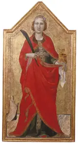 Jacopo del Casentino, Saint Lucy with a female patron