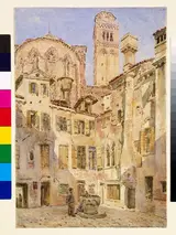 George Price Boyce, Church of the Frari, Venice from Campiello San Rocco
