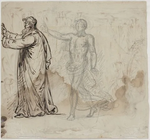 Mather Brown, Three Figures [verso]