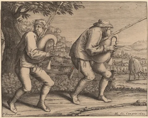 Hendrik Hondius I, Two Bagpipe Players