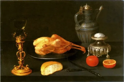 Jacob van Es, Still life with a salt cellar.